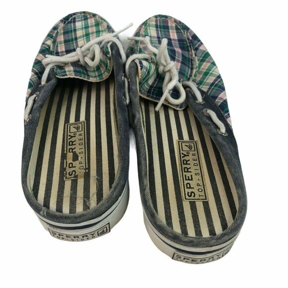 Womens Size 8 Plaid Sperry Slides Slip On Shoes Pink Blue Green - Picture 5 of 7